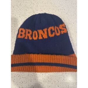 Vtg Denver Broncos Winter Hat-Blue Orange-NFL-Beanie-Touque-Football